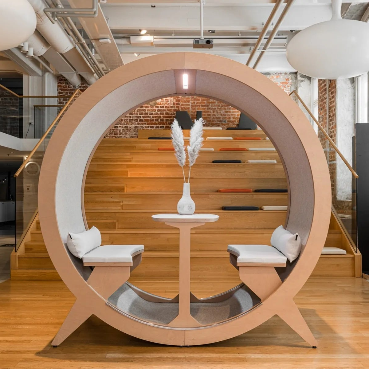 BlockO FOUR - BlockO Four is the most eye-catching acoustic pod designed to seat up to four. Perfect for breakaway meetings, focused work stations, quieter moments for concentration and study, and a place for one-to-one discussions. US Design Patent Numbe