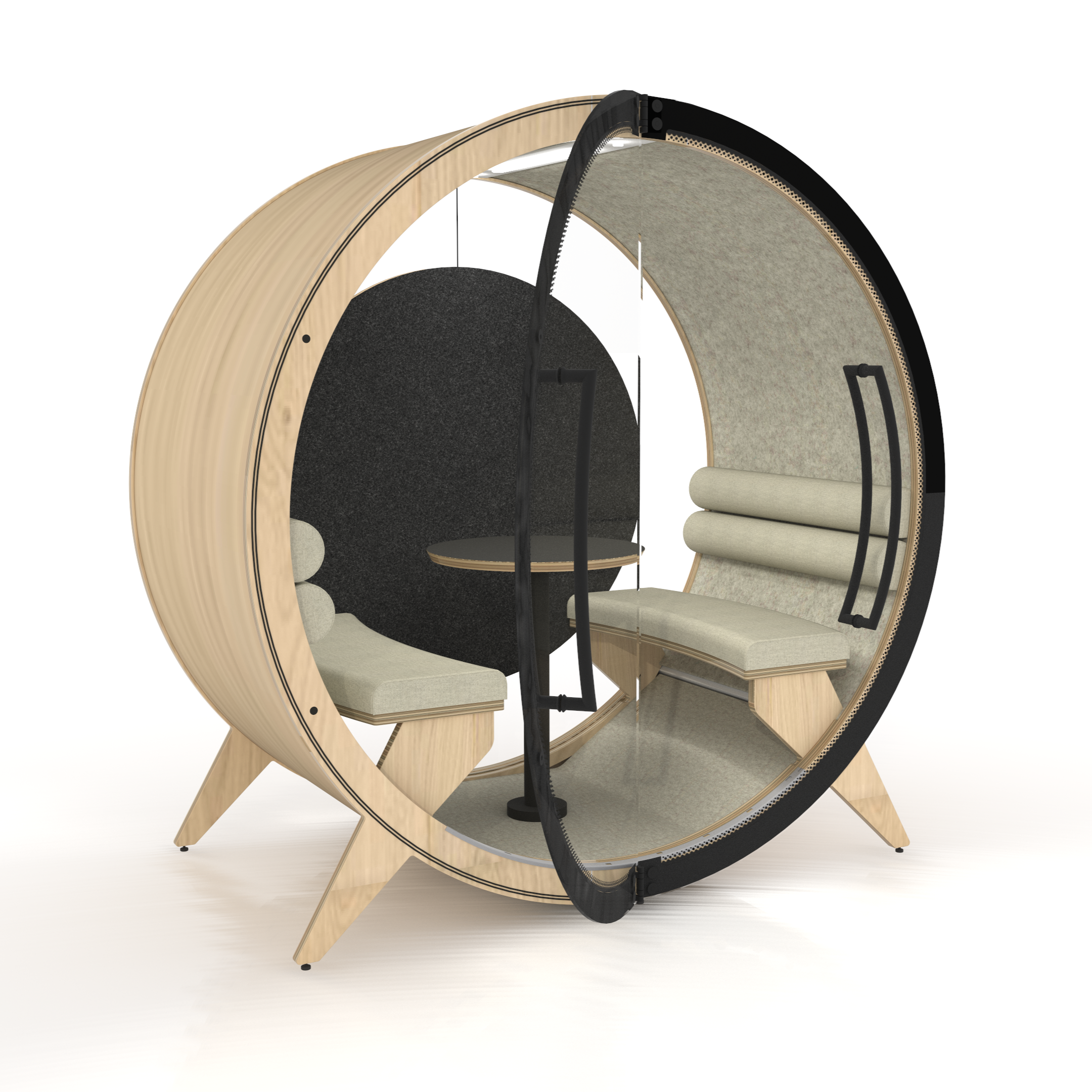 BlockO Quiet FOUR - BlockO Quiet FOUR is the most-eyecatching private seater designed for up to four people. US Design Patent Number D1047478EUIPO Certificate of registration No 008273221-0001, 008273221-0002, 008273221-0003No 015014075-0001